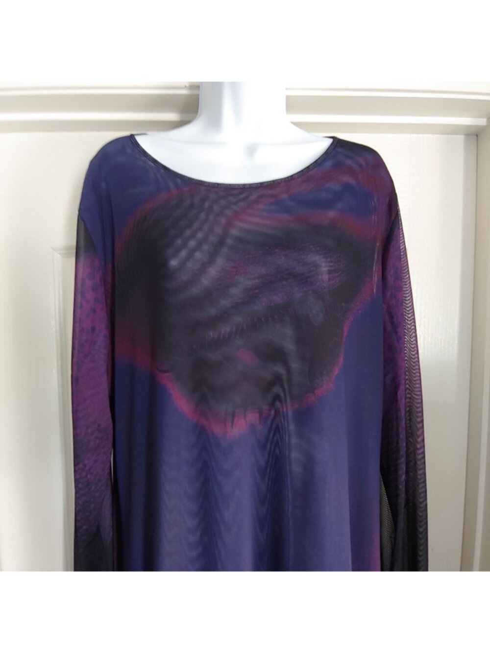 Saemdi Mesh Bodycon Maxi Dress Semi Sheer Dark Romantic Goth AStral 2X - Picture 4 of 15